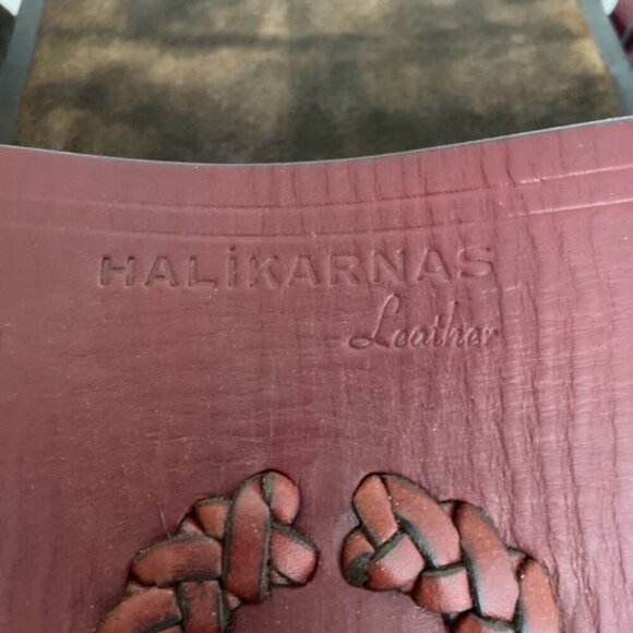 Halikarnas Leather Shoulder Bag Purse Red Removable Braided Strap Boho - Picture 7 of 9